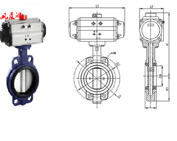 氣動(dòng)中線蝶閥結(jié)構(gòu)圖